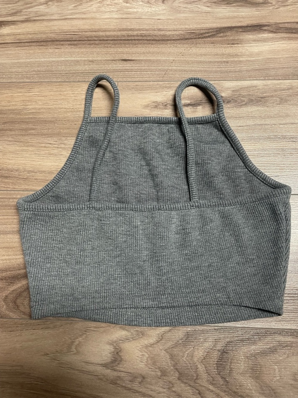 Topshop Grey Ribbed Cropped Cami - Picture 2 of 4